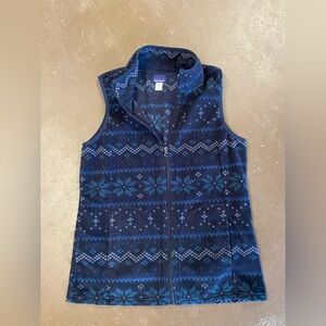 Basic Editions Black and Blue Patterned Fleece Vest